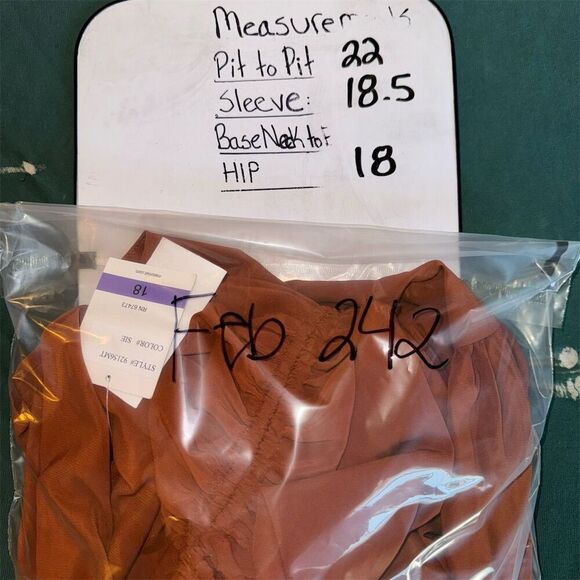 Melonie Women's Size 18 Brown Ruched Midi Dress Formal Long Sleeve - Picture 7 of 7